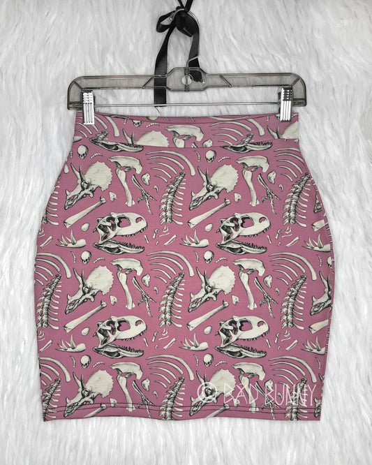 Miniskirt - Pink Dino Bones - MTO