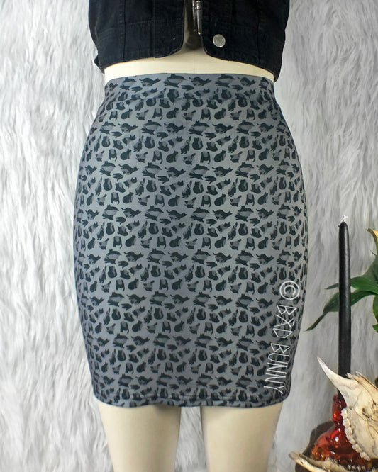 Miniskirt - Grey Leopard Kitty - MTO