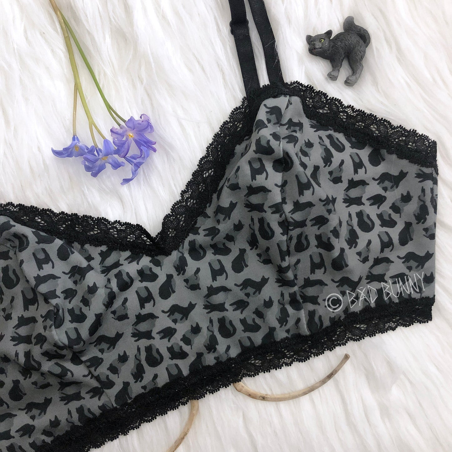 Bralette - Grey Leopard Kitty - MTO