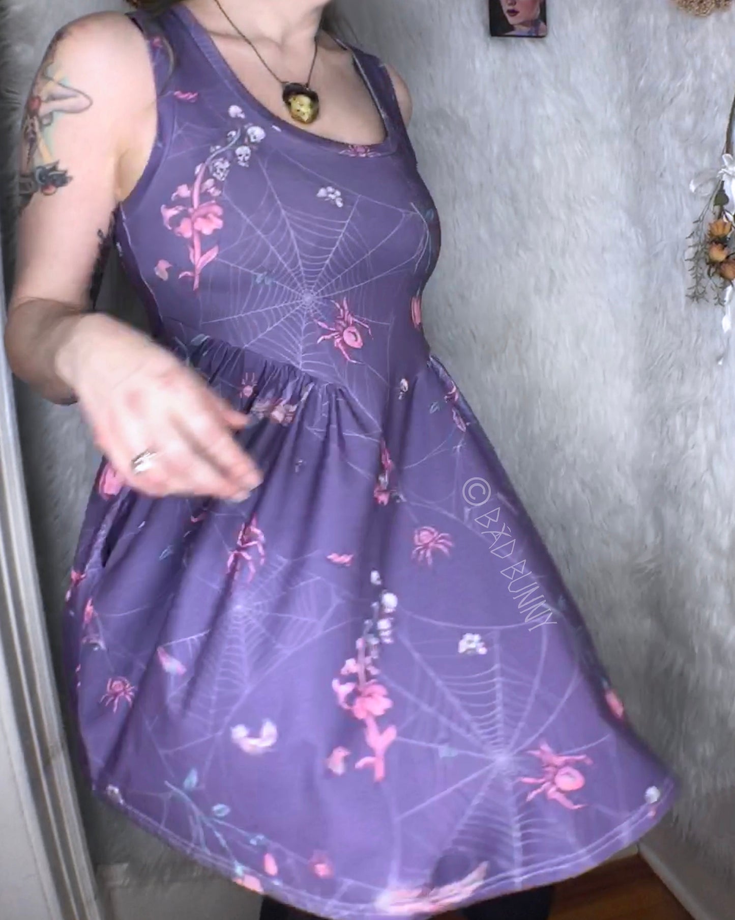 BB Doll Dress - Lavender Webs - MTO