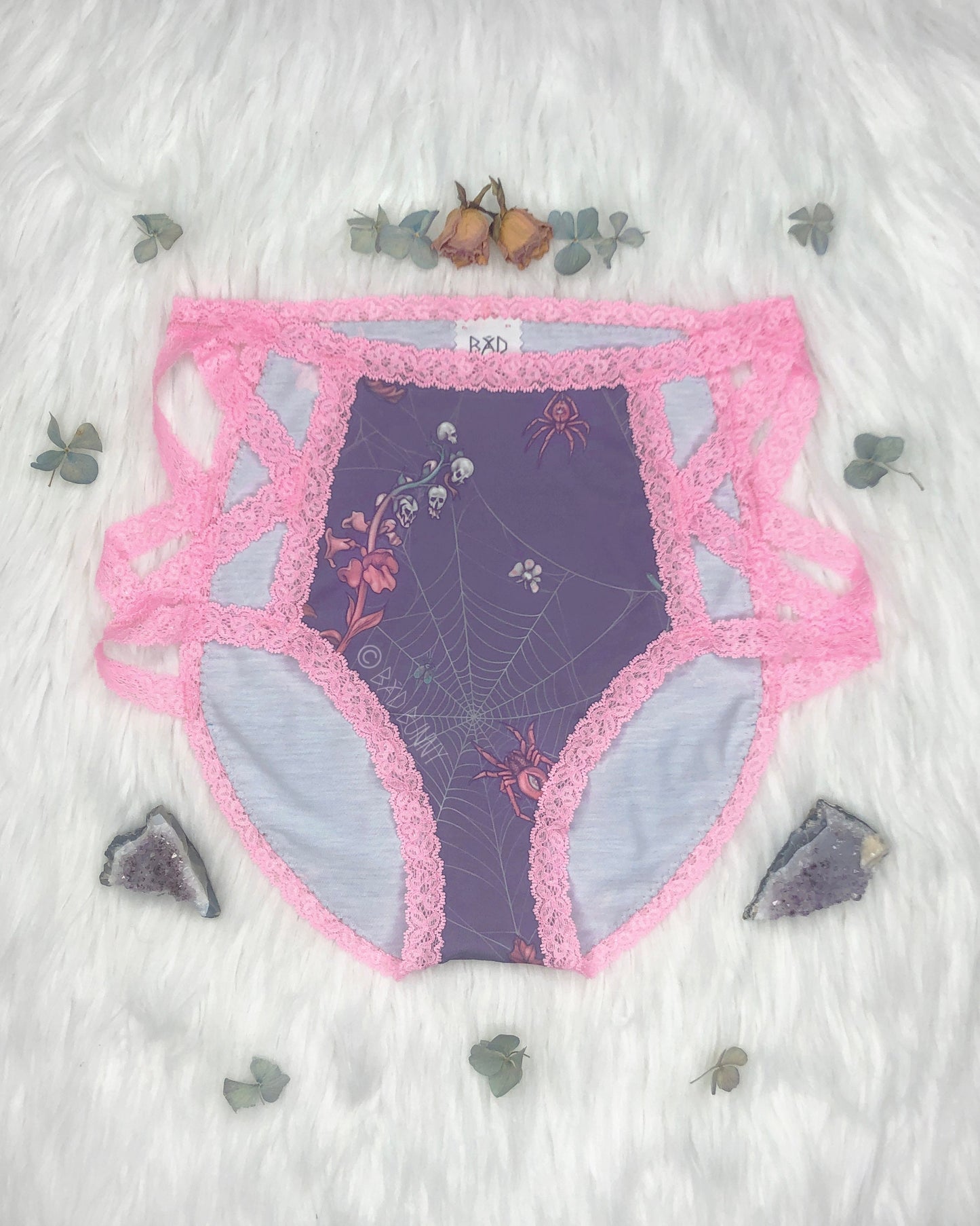 Lace High-waisted Undies - Lavender Webs - MTO
