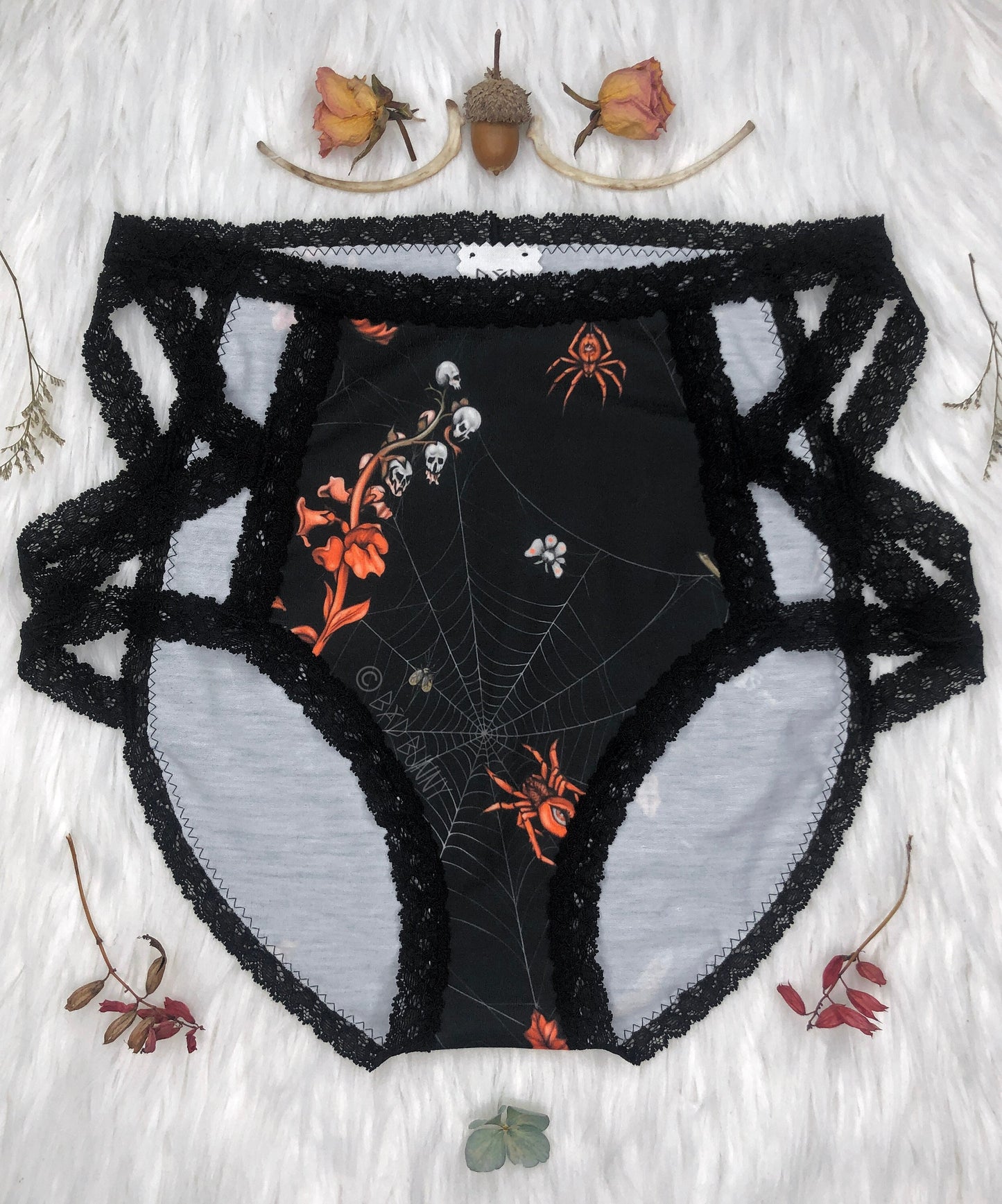 Lace High-waisted Undies - Black Webs - MTO